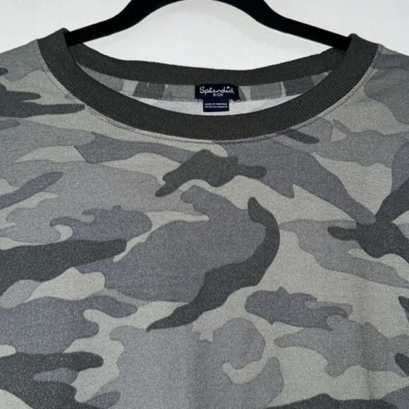 Splendid Womens Camouflage Sweatshirt S Green/Gray Polyester/Spandex Crew Neck L - Picture 5 of 8